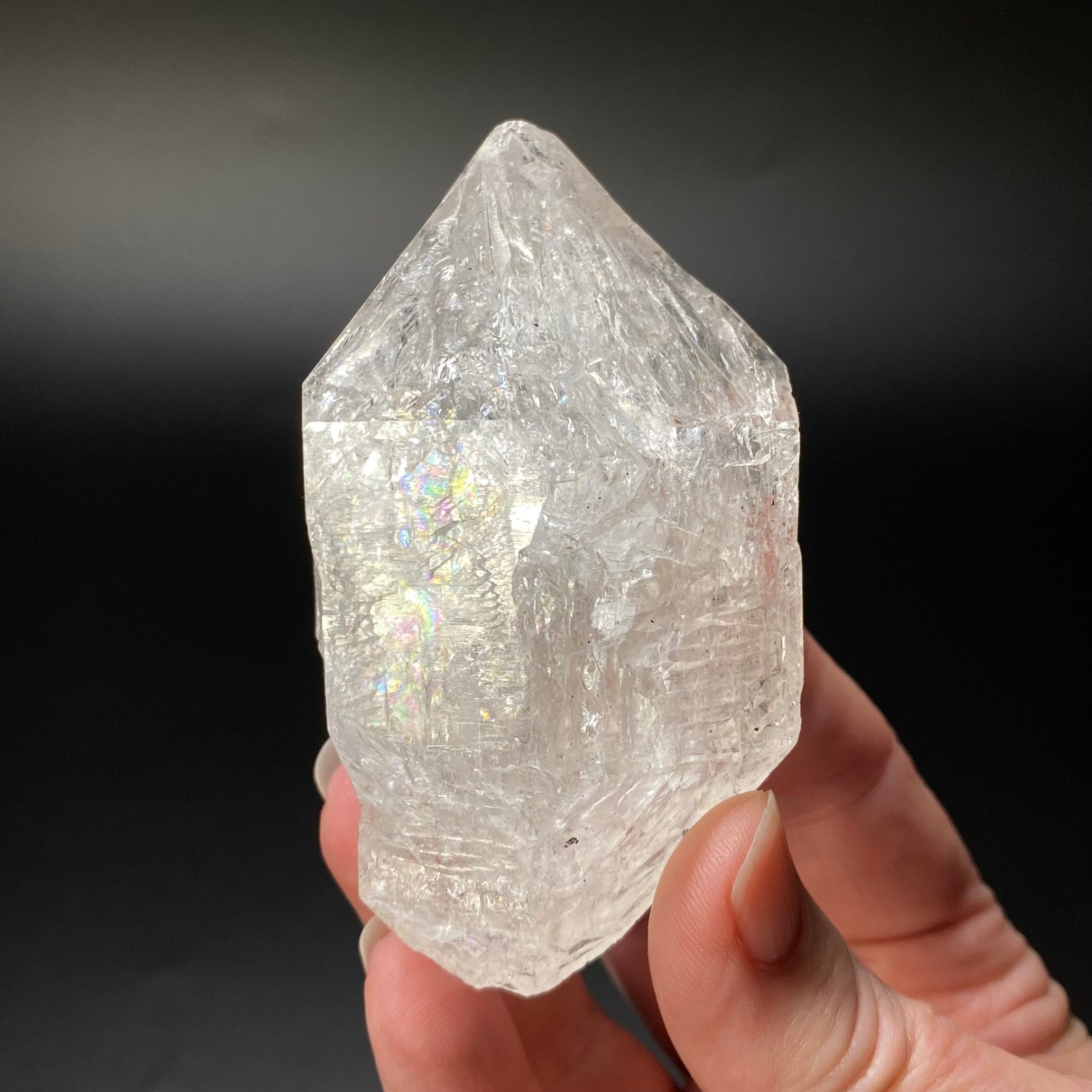 Double Terminated Clear Quartz Crystal with Rainbows