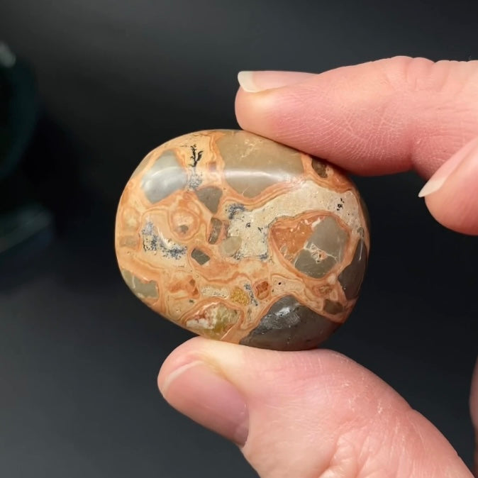 Leopard Skin Rhyolite Jasper Tumble Stone - Phosphorescent Glow with UV