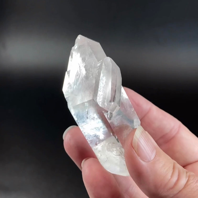 Water Clear Double Terminated Quartz Crystal with Starbrary Markings, Minas Gerais, Brazil