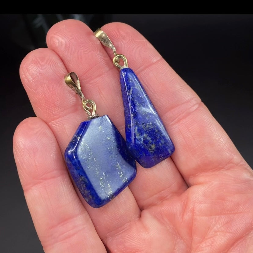 Vibrant Blue Lapis Lazuli & Pyrite Polished Pendant