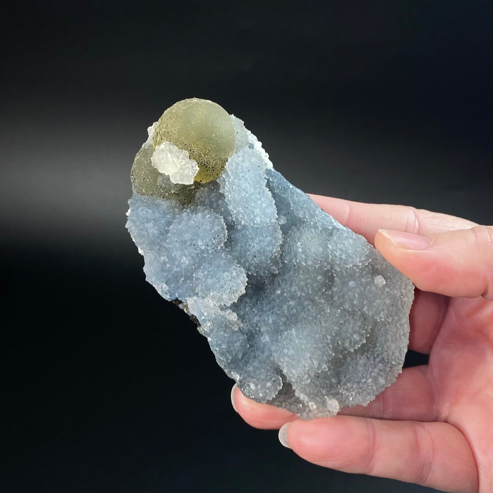 Botryoidal Fluorite on Chalcedony, Mahodari, Nashik District, Maharashtra, India