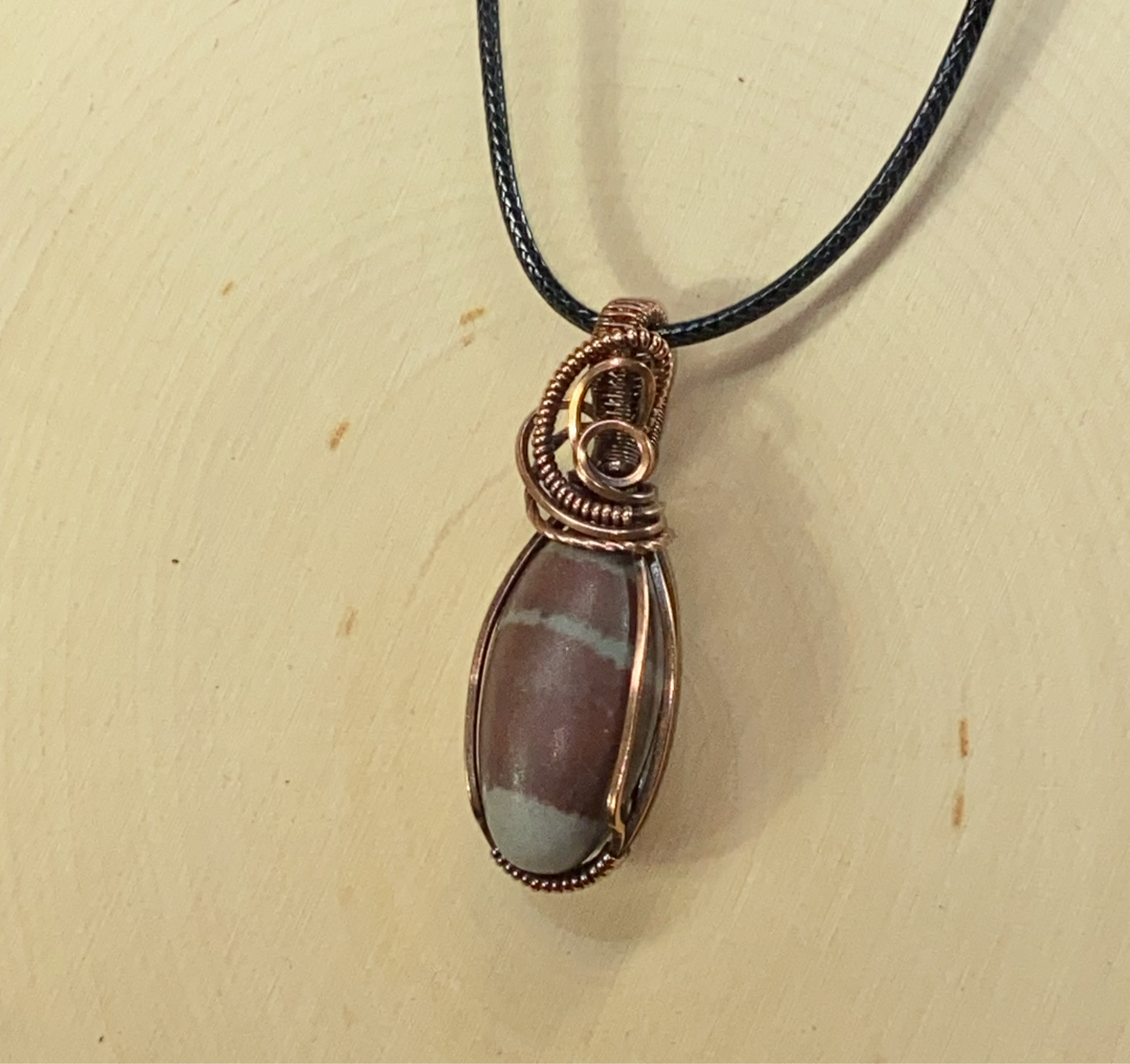 Shiva Lingam and Copper Wire Wrapped Pendant