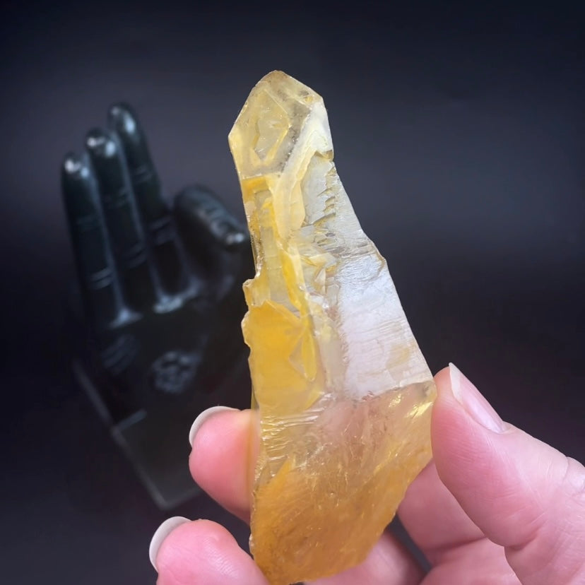Natural Golden Healer Window Quartz Crystal with Yellow Iron Oxide Surface Coating