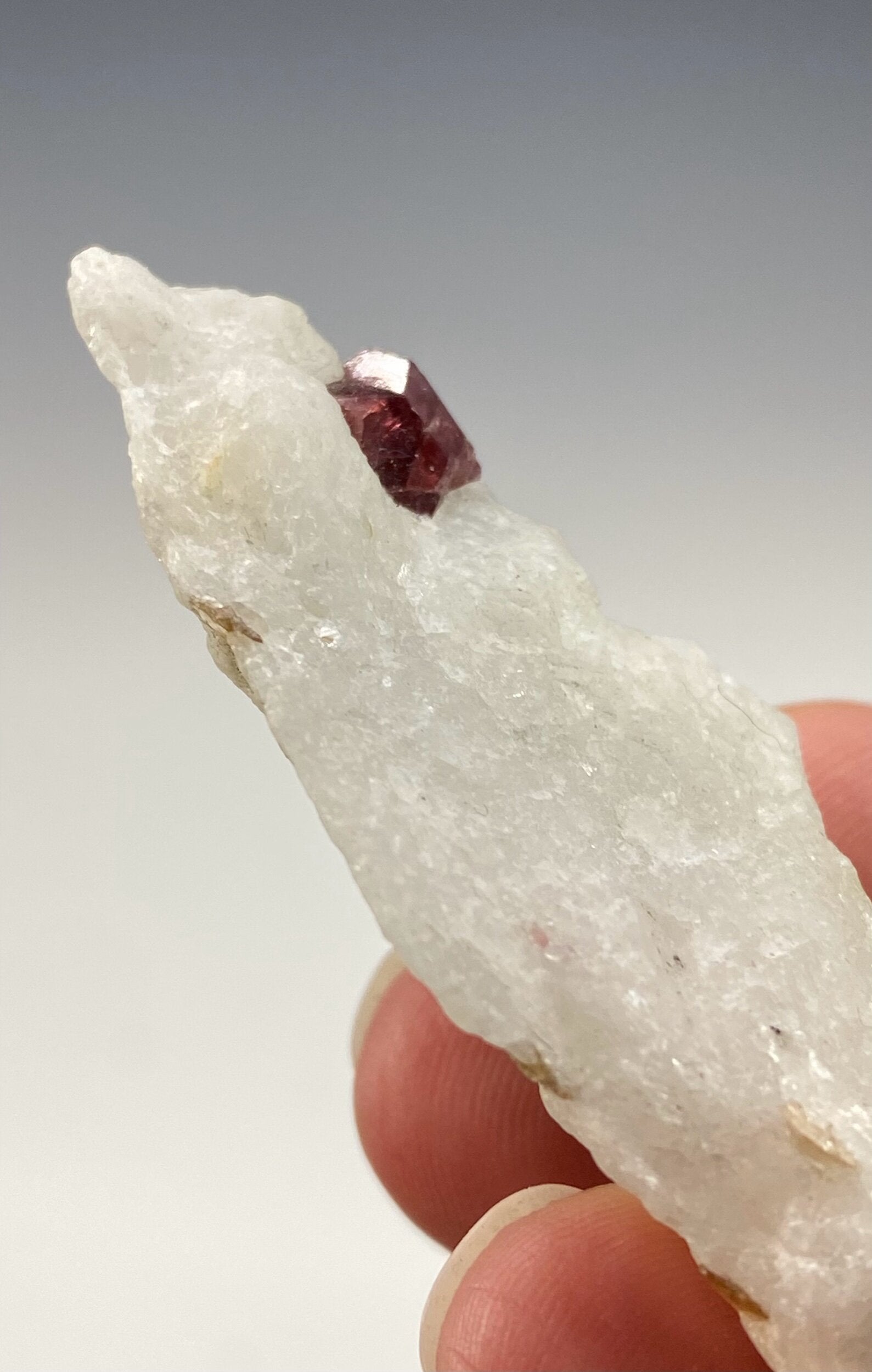 Red Twinned Spinel Crystal on Marble Matrix