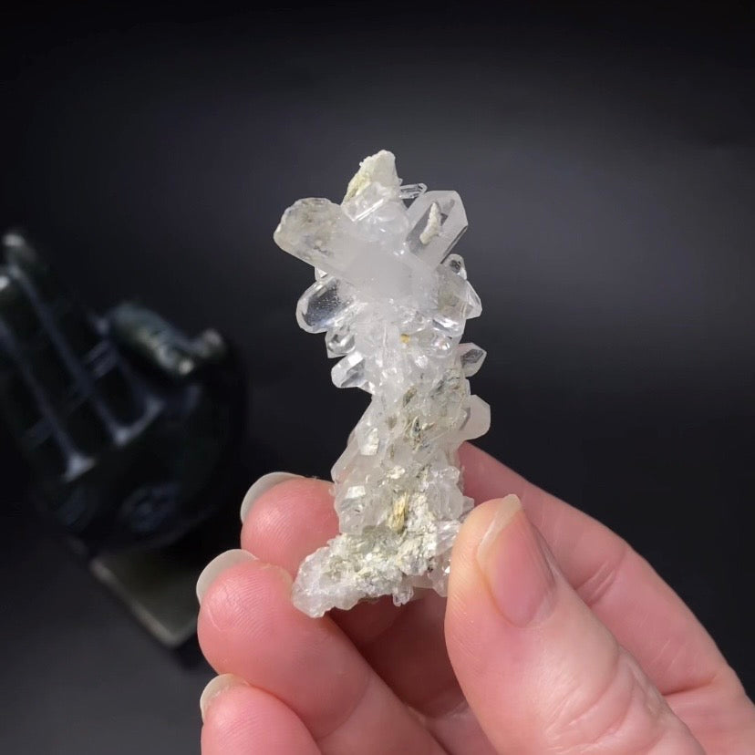 Clear and Chlorite Included Quartz Cluster