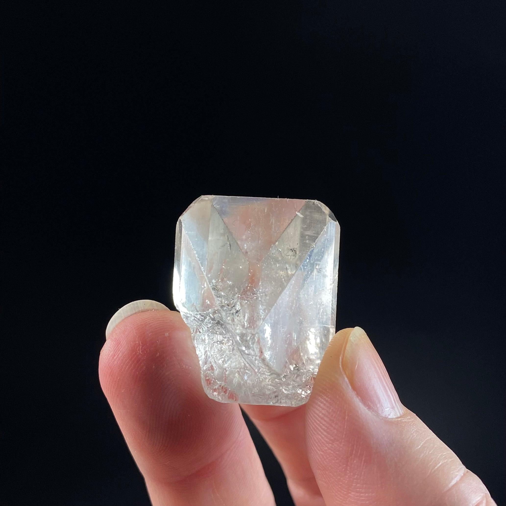 Fluorescent Clear Topaz Crystal with Chisel Shaped Termination