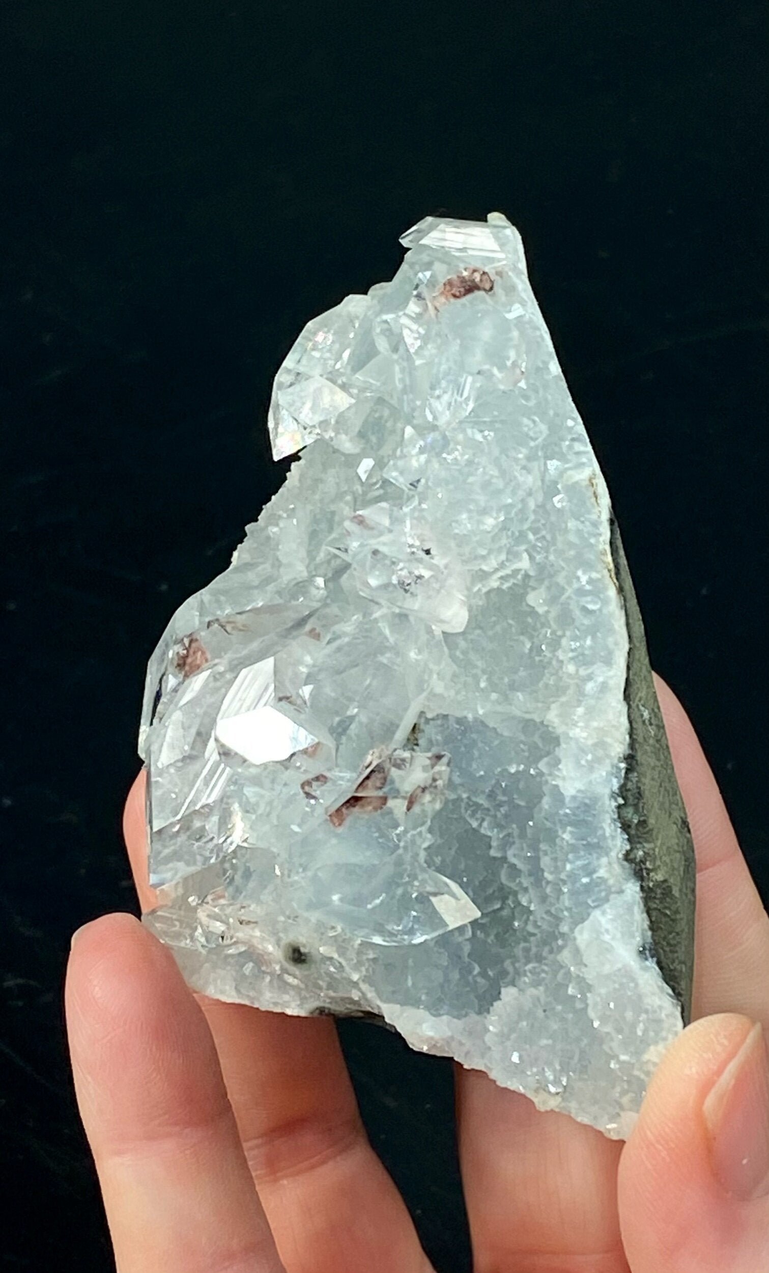 Clear Apophyllite Crystal Cluster with Heulandite & Basalt from Jalgaon, Maharashtra, India