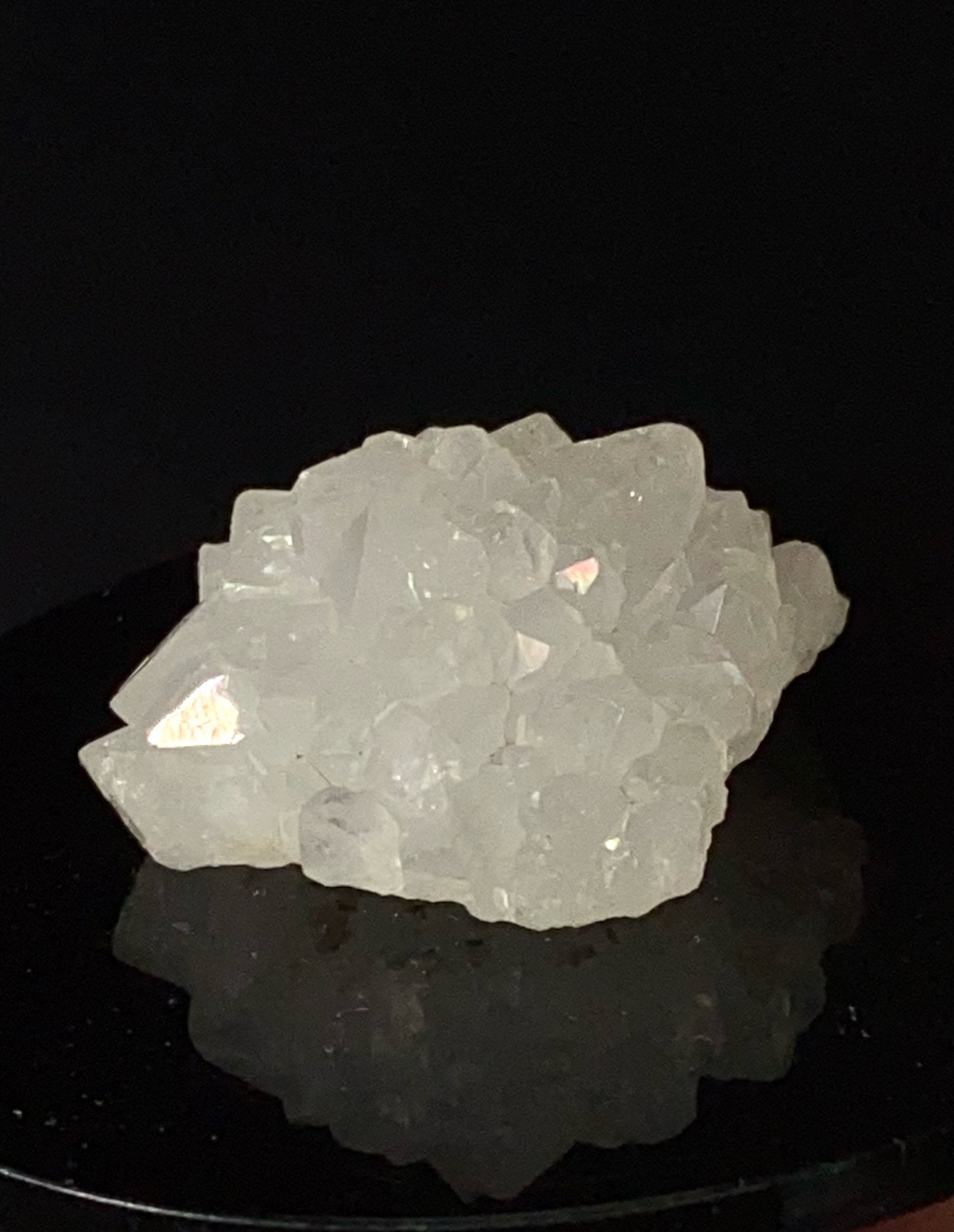 Clear Apophyllite Crystal Cluster with Rainbow Iridescence