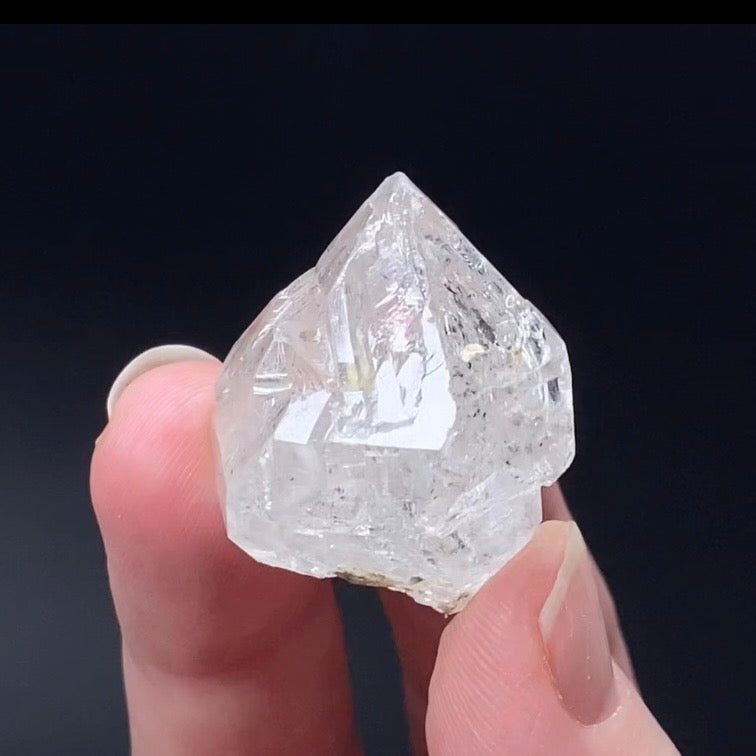 Clear Fenster Quartz Crystal with Orange Fluorescent Inclusions