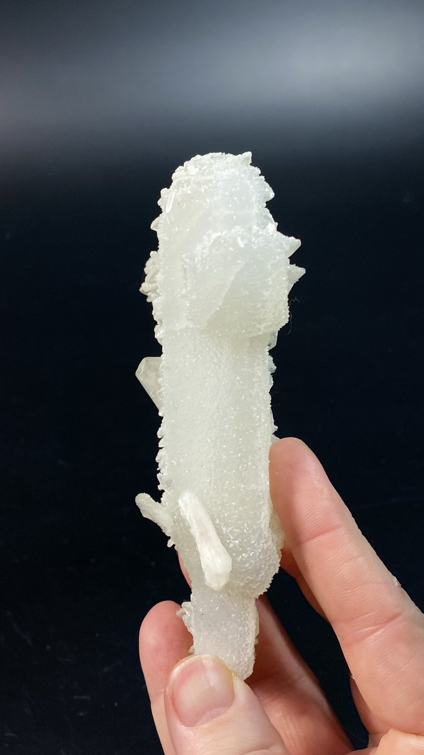 Druze Apophyllite Stalactite Formation on Calcite Core with Heulandite and Stilbite