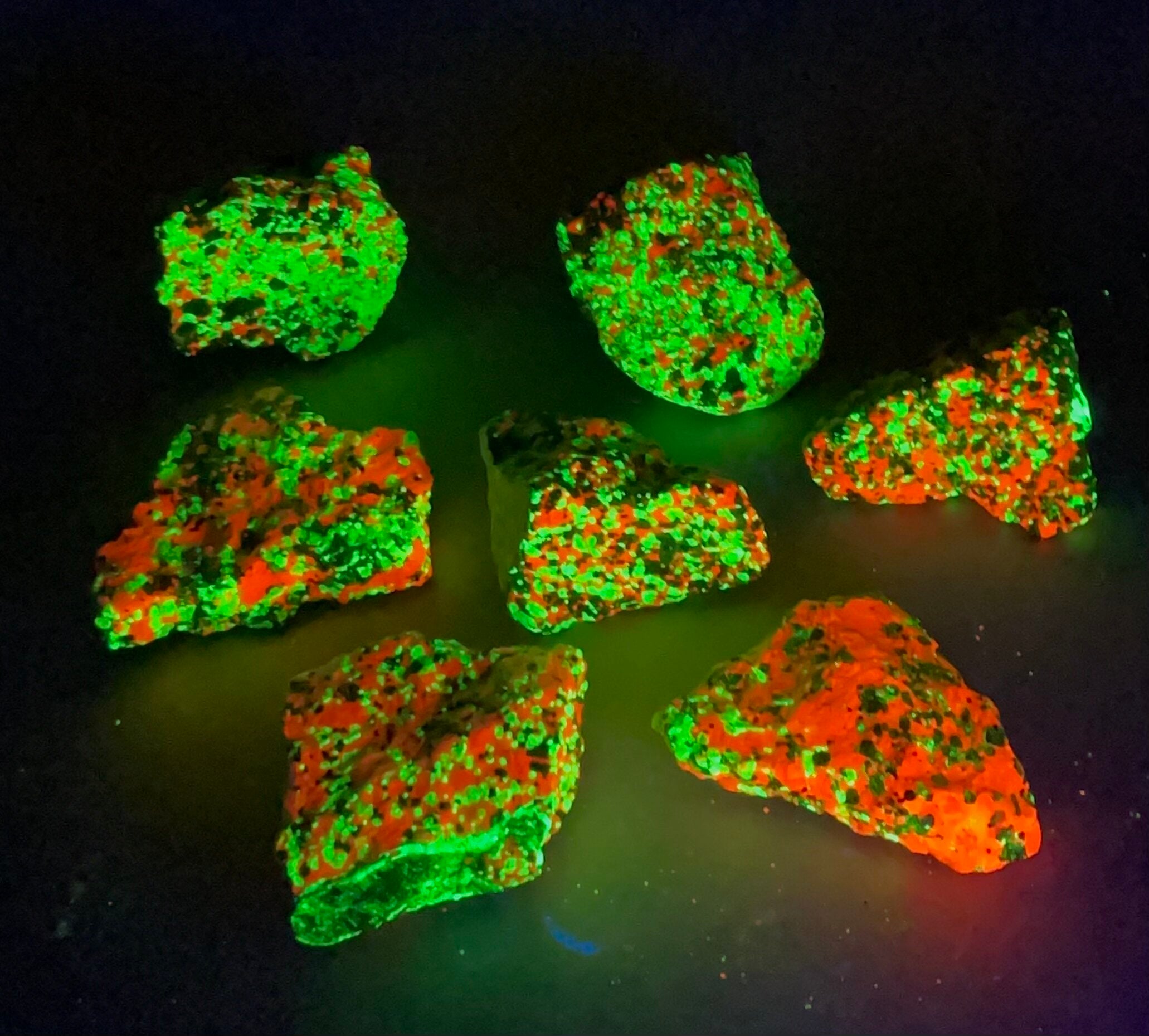 ONE (1) Willemite, Calcite & Franklinite Specimen - Fluorescent  - TWO SIZES AVAILABLE - Brief red Phosphoresence