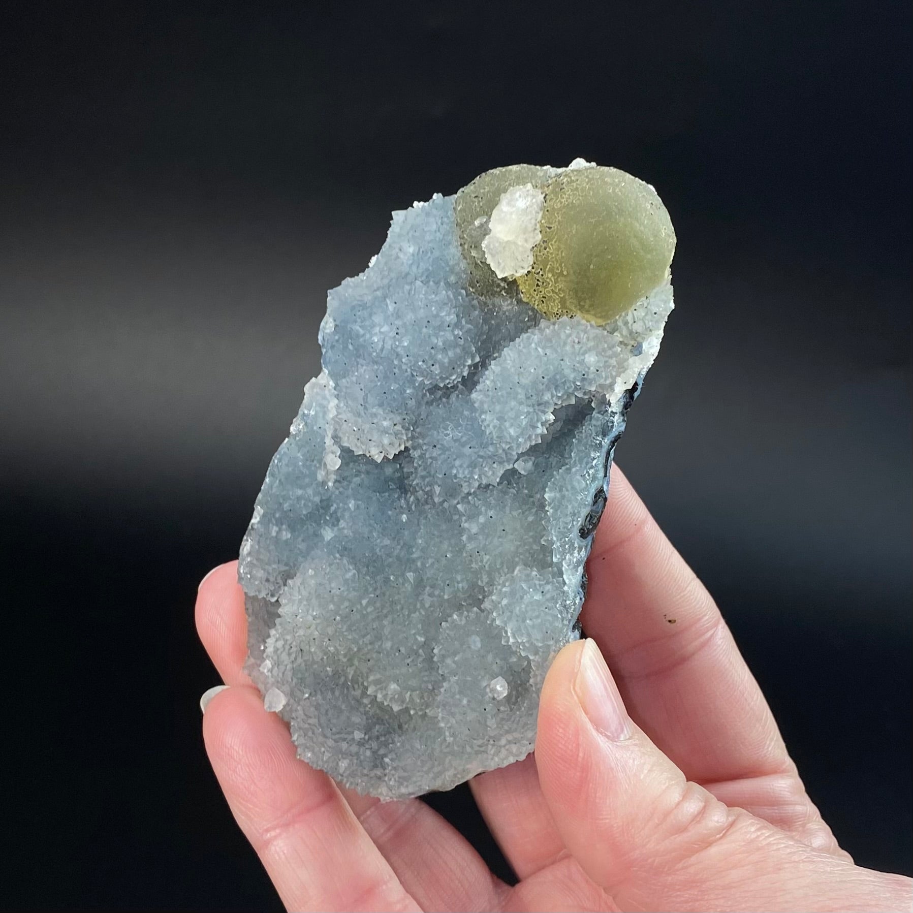 Botryoidal Fluorite on Chalcedony, Mahodari, Nashik District, Maharashtra, India