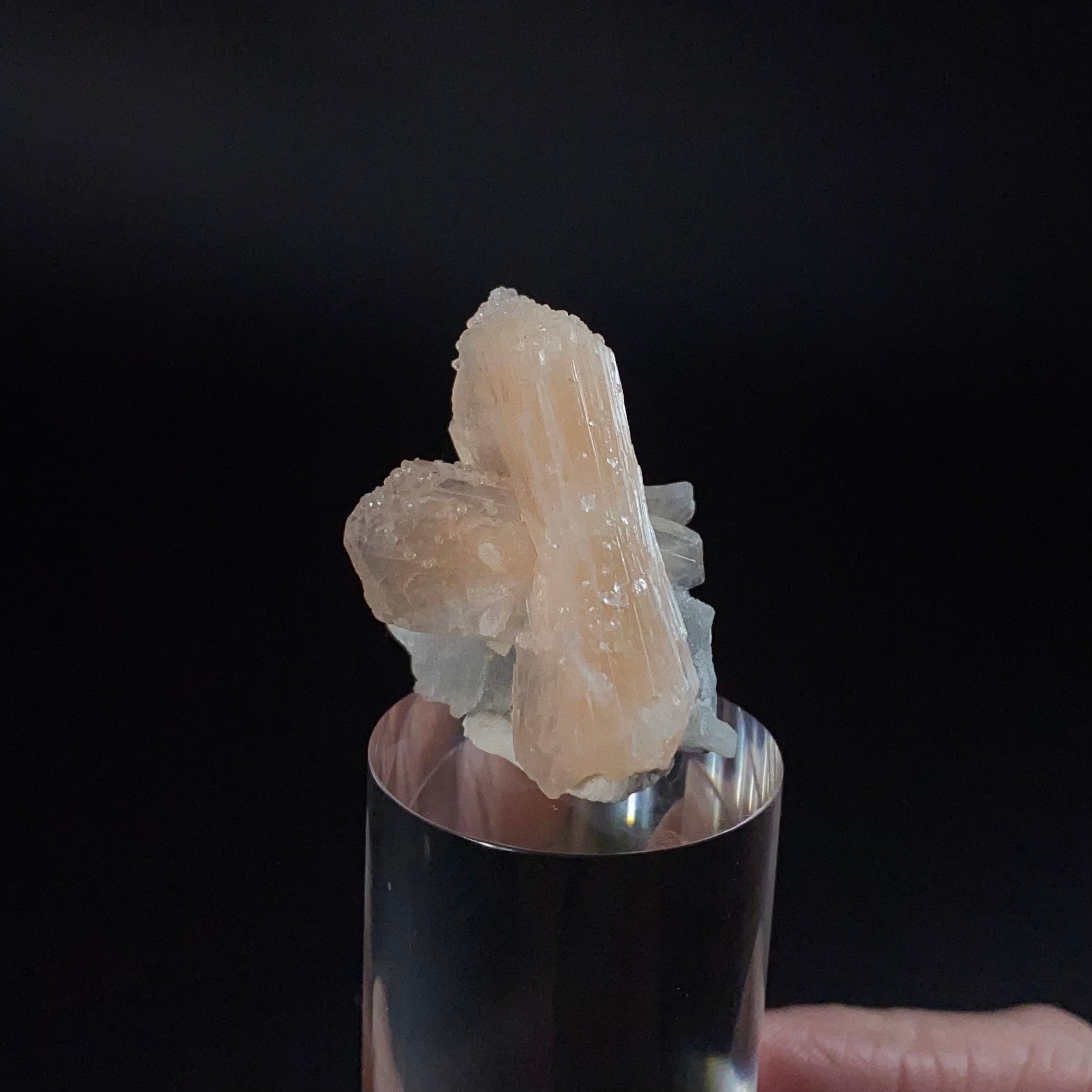 Stilbite Crystals with Chalcedony Stalactites from Jalgaon, Maharashtra, India