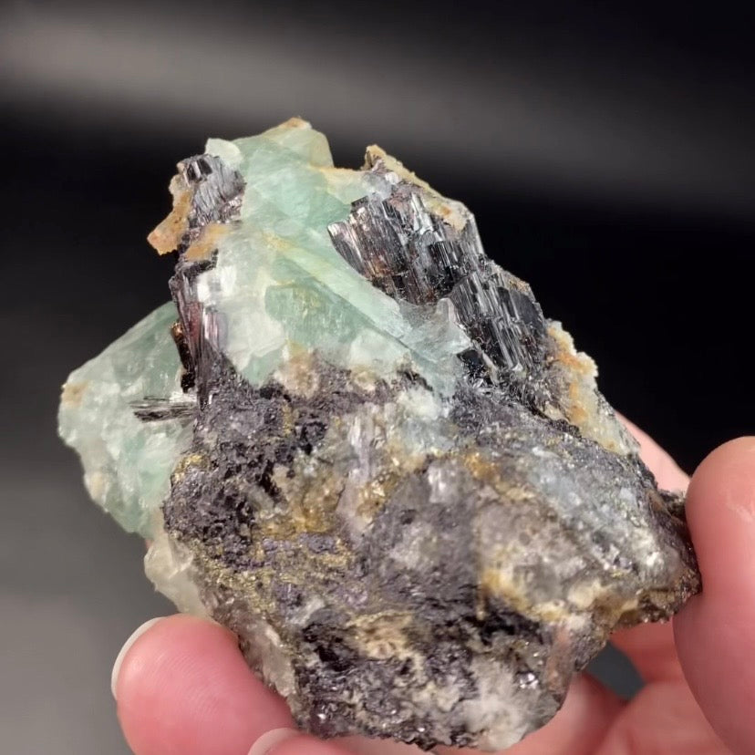 Green Cubic Fluorite Specimen with Stibnite & Pyrite, Yaogangxian Mine