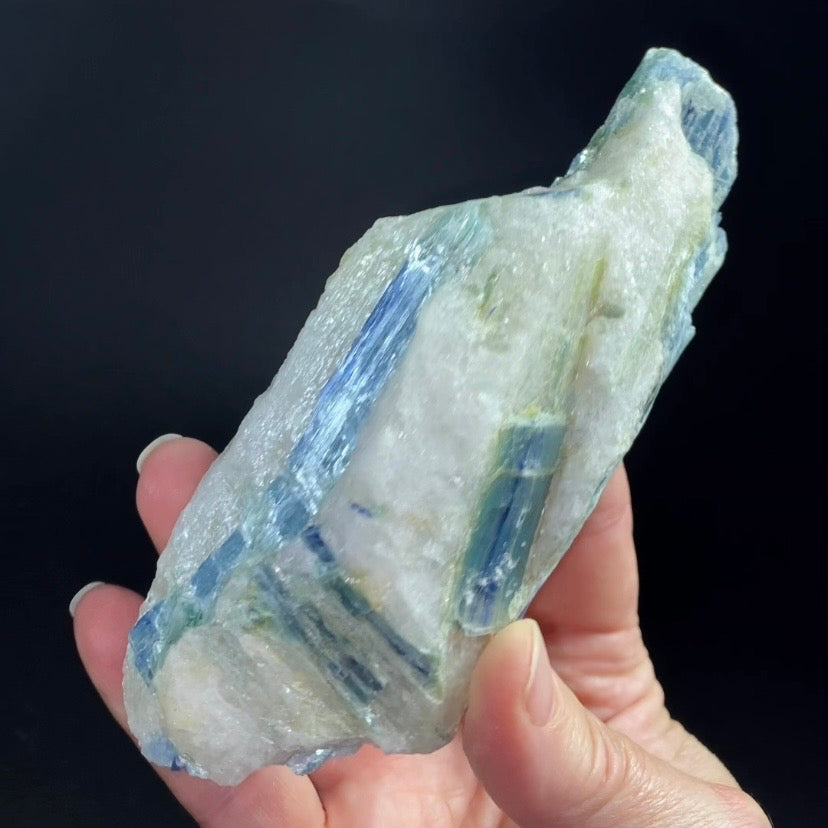 Blue Kyanite and Quartz Specimen with Red Fluorescence from Kunar Province, Afghanistan
