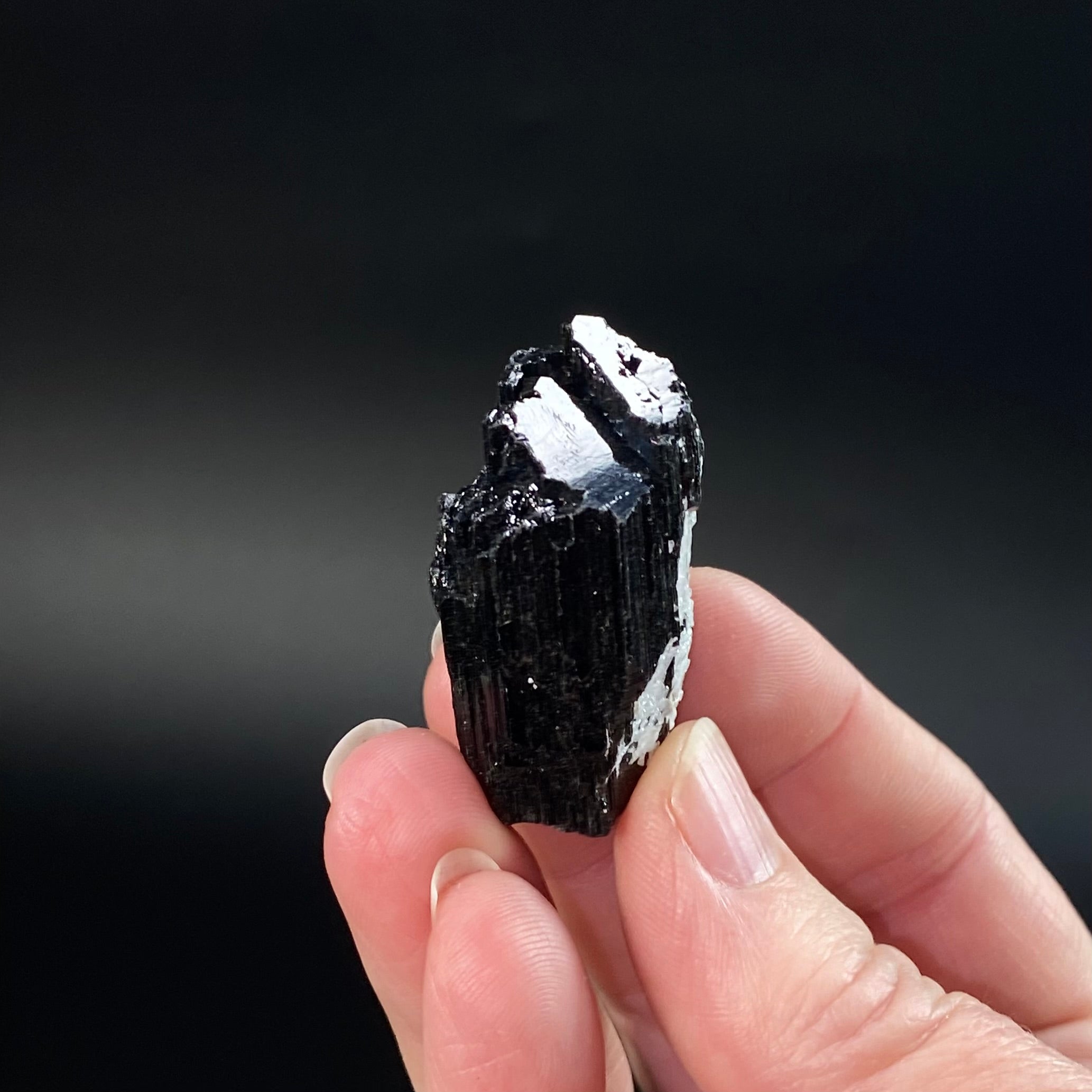 Etched Black Tourmaline Schorl Crystal