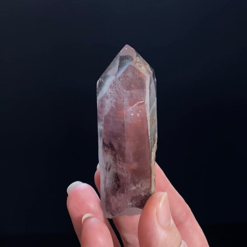 Red Hematite Double Phantom Sunset Quartz Dow Crystal - Tamil Nadu, India