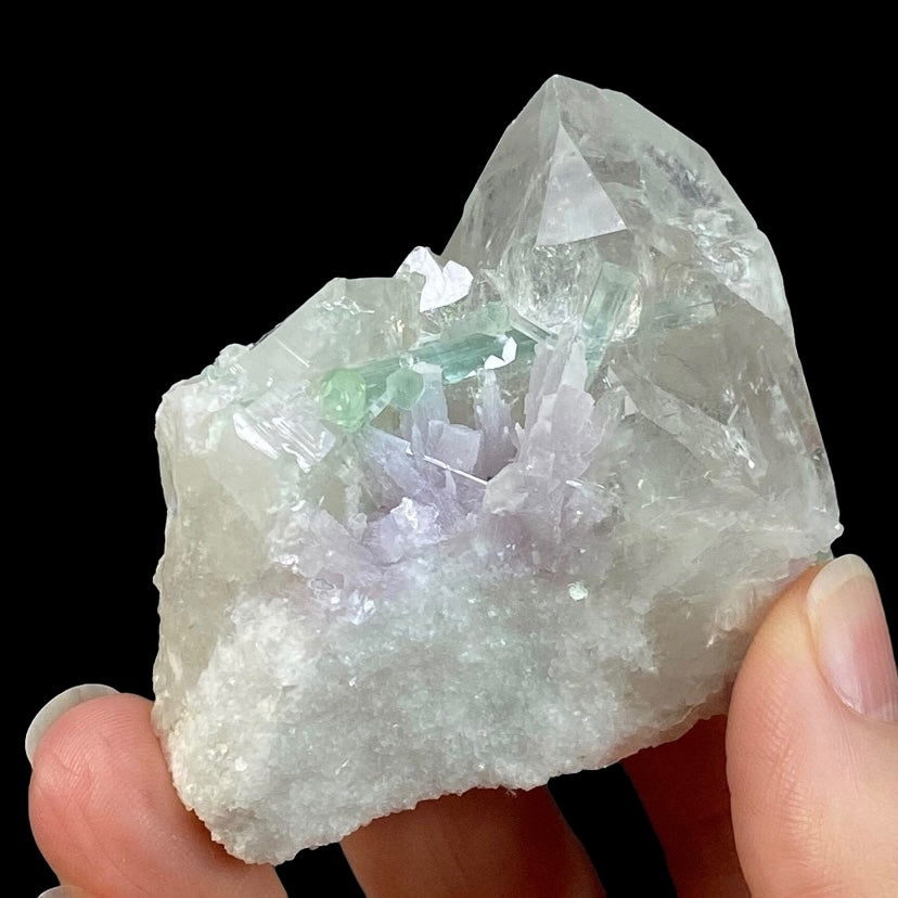 Lepidolite, Green Tourmaline & Quartz Cluster