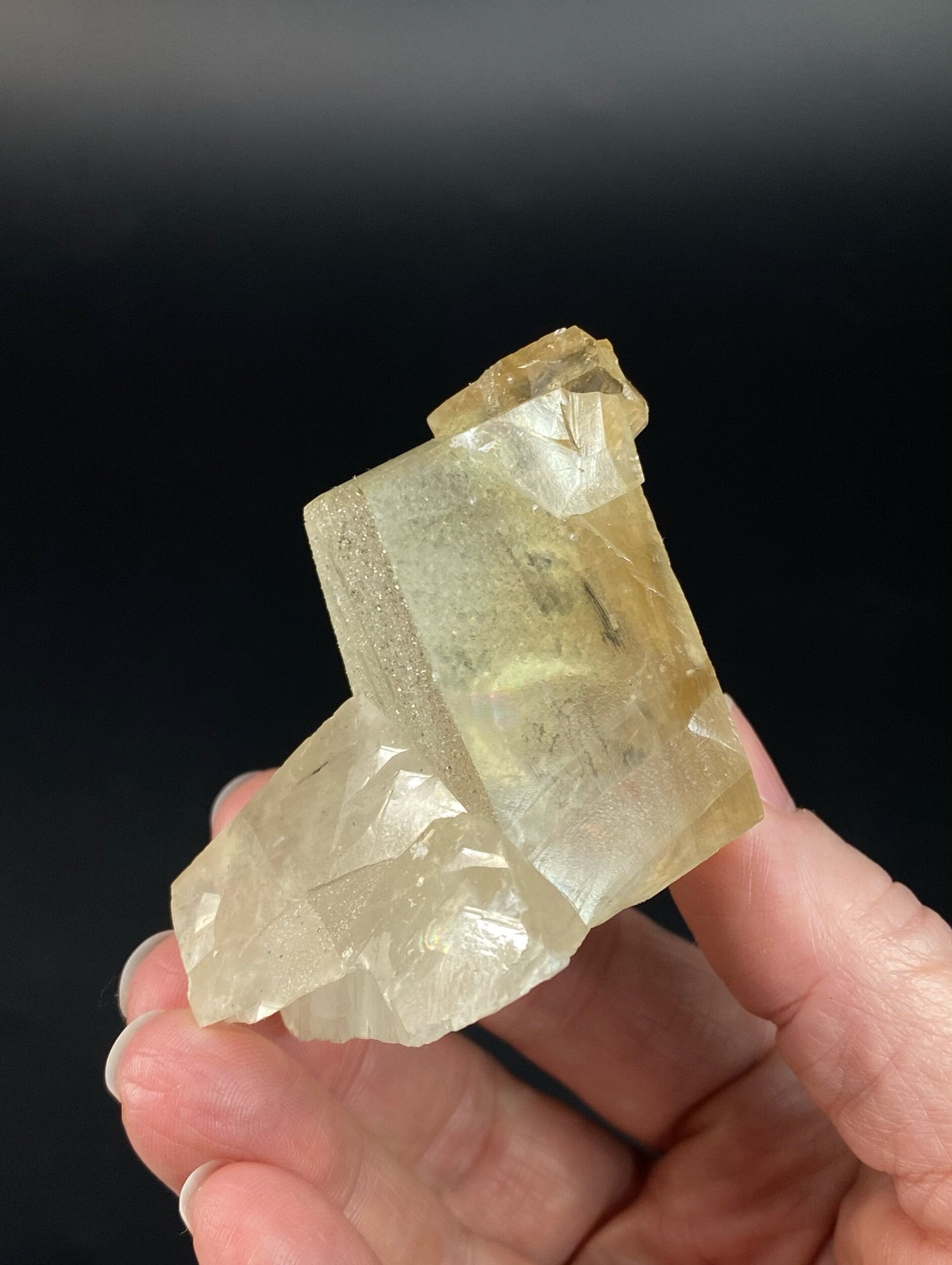 Golden Calcite Crystal Cluster with Druzy Clear Apophyllite