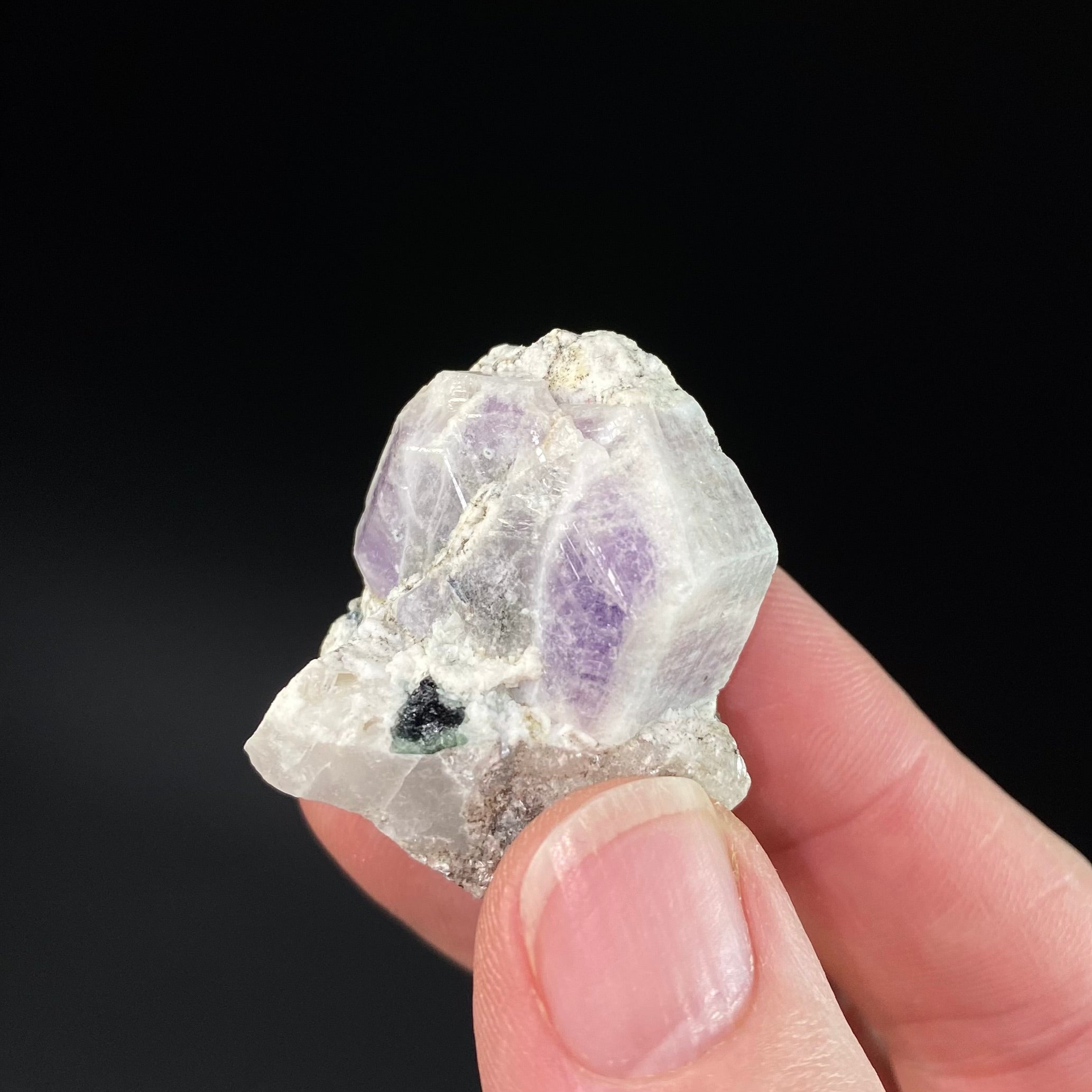 Double Terminated Bi Color Purple & White Apatite Crystals on Matrix from Pech, Afghanistan