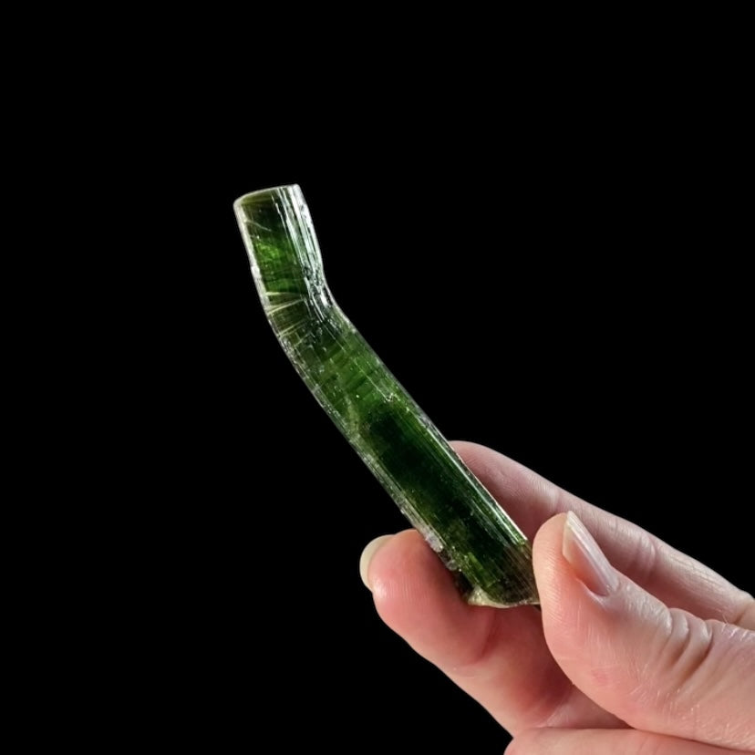 Green Tourmaline Crystal with Natural Bend