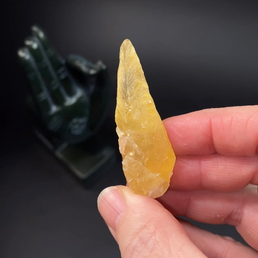 Phosphorescent Golden Feather Tapered Calcite Crystal