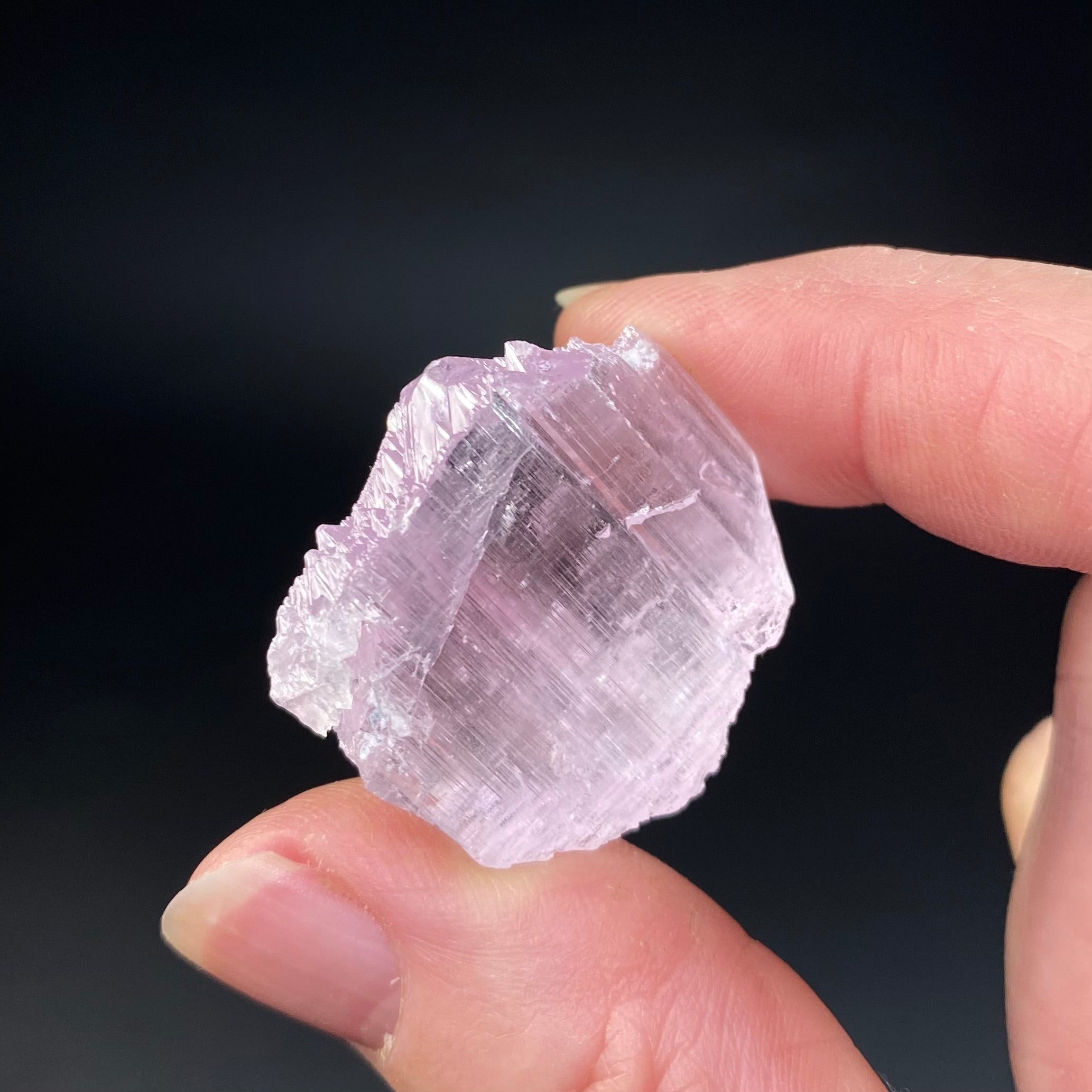 Pink Kunzite Spodumene Crystal, Fluorescent with Multiple Terminations