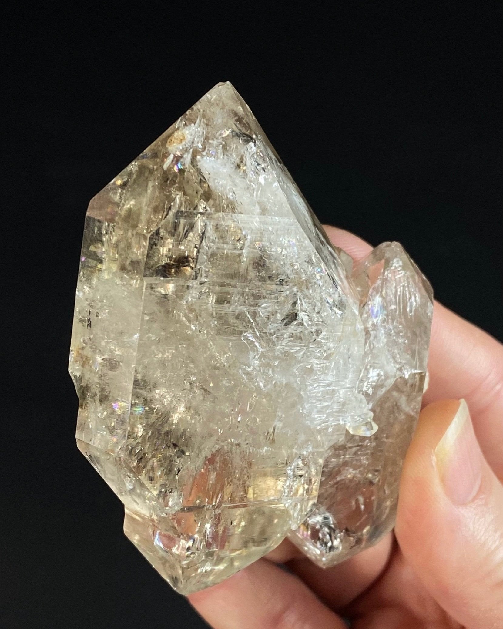 Double Terminated Twin Fenster Skeletal Quartz Crystal Cluster