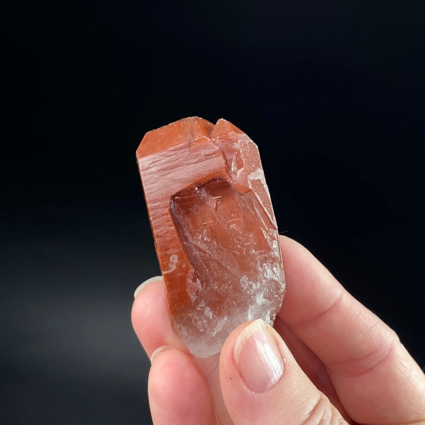 Red Hematite Tabular Quartz Crystal Specimen from Tourash, Morocco