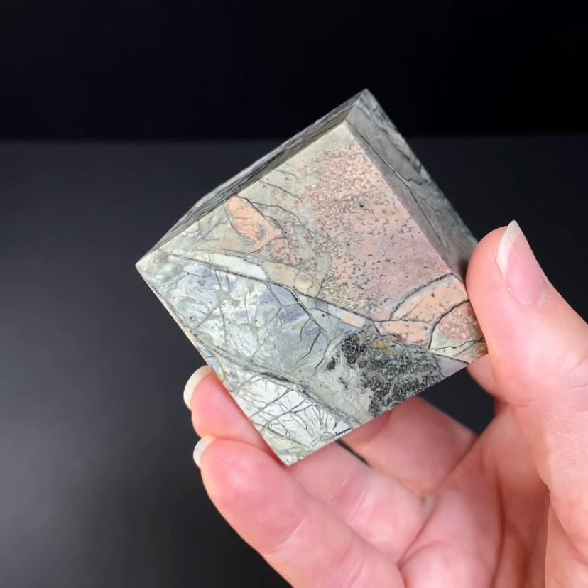 Green Malingano Jasper, Chert Breccia, Polished Cube