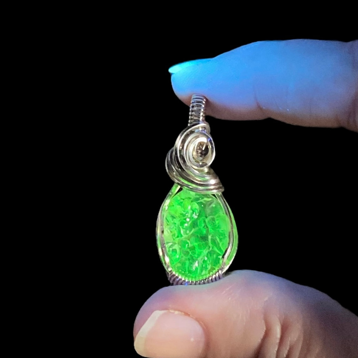 Hyalite Opal & Sterling Silver Wire Wrapped Pendant