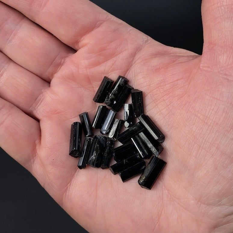 High Grade Black Schorl Tourmaline Rod Crystals 10 Gram Lots, Choose Your Size