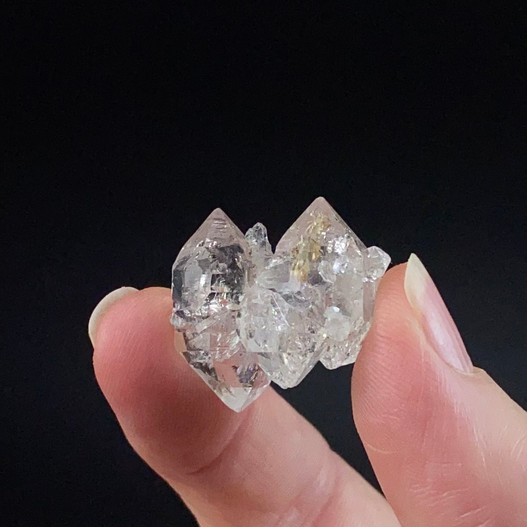 Double Terminated Twin Diamond Style Quartz Crystal Cluster