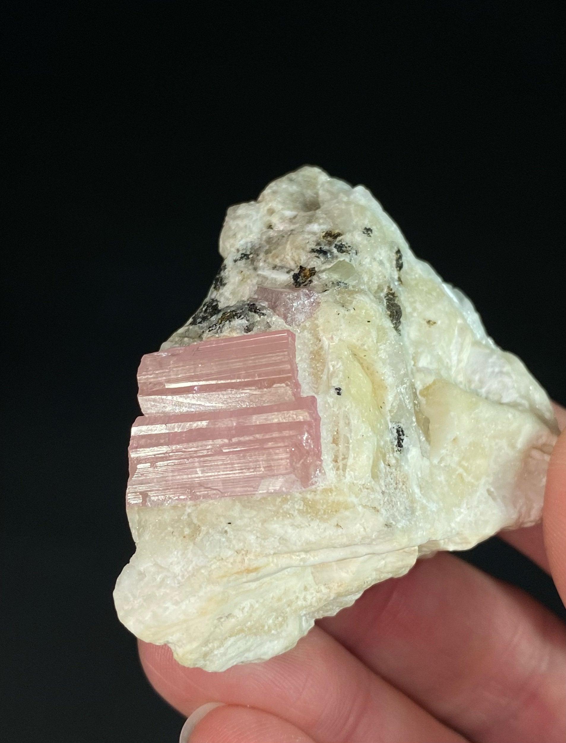 Pink Tourmaline on Feldspar Matrix from Paprok, Afghanistan