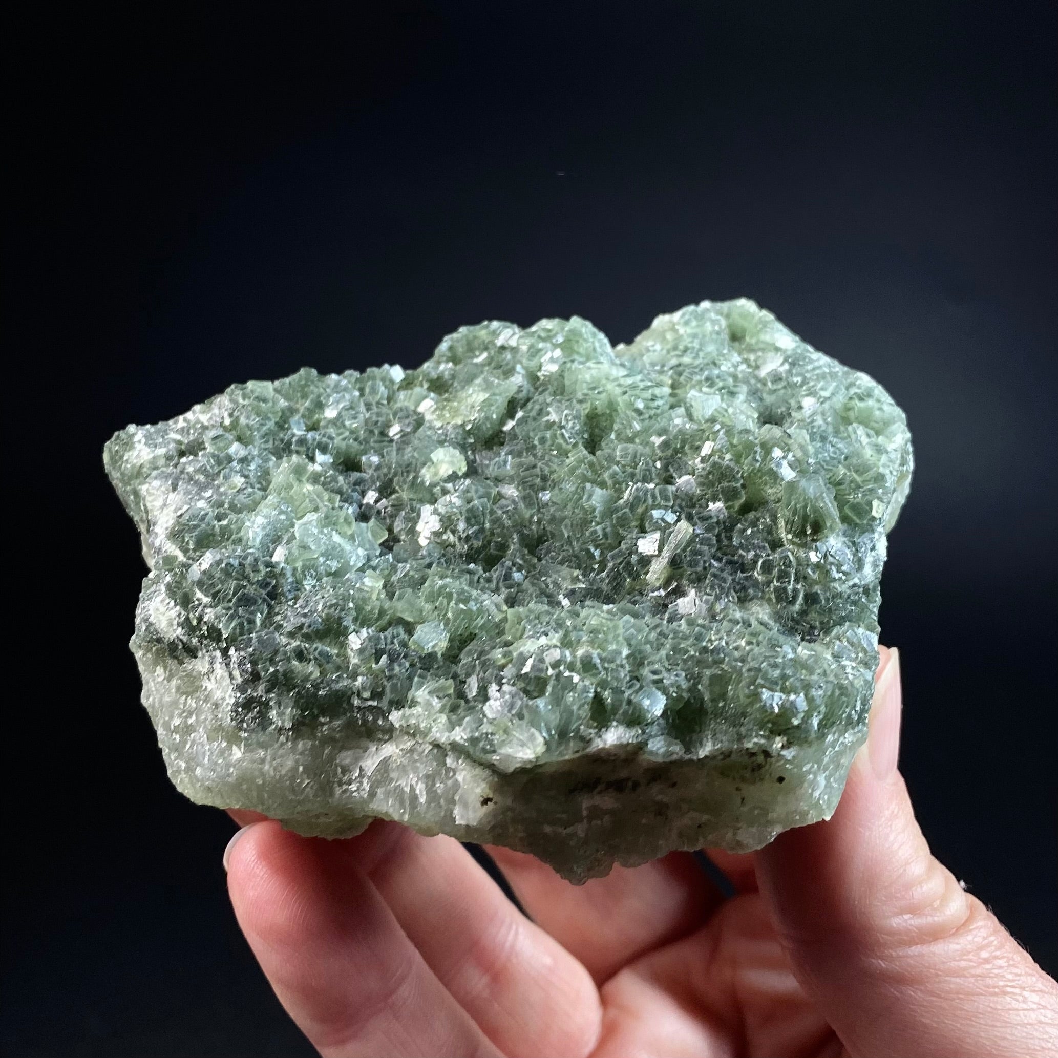 Double Sided Deep and Pale Green Prehnite Cluster