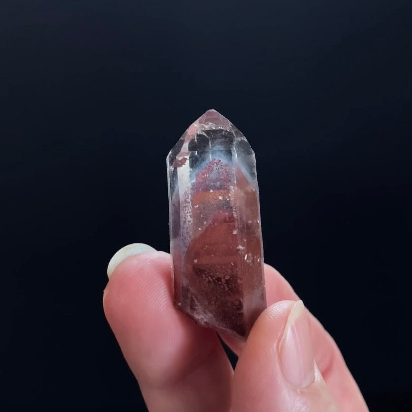 Red Hematite Double Phantom Sunset Quartz Crystal - Tamil Nadu, India
