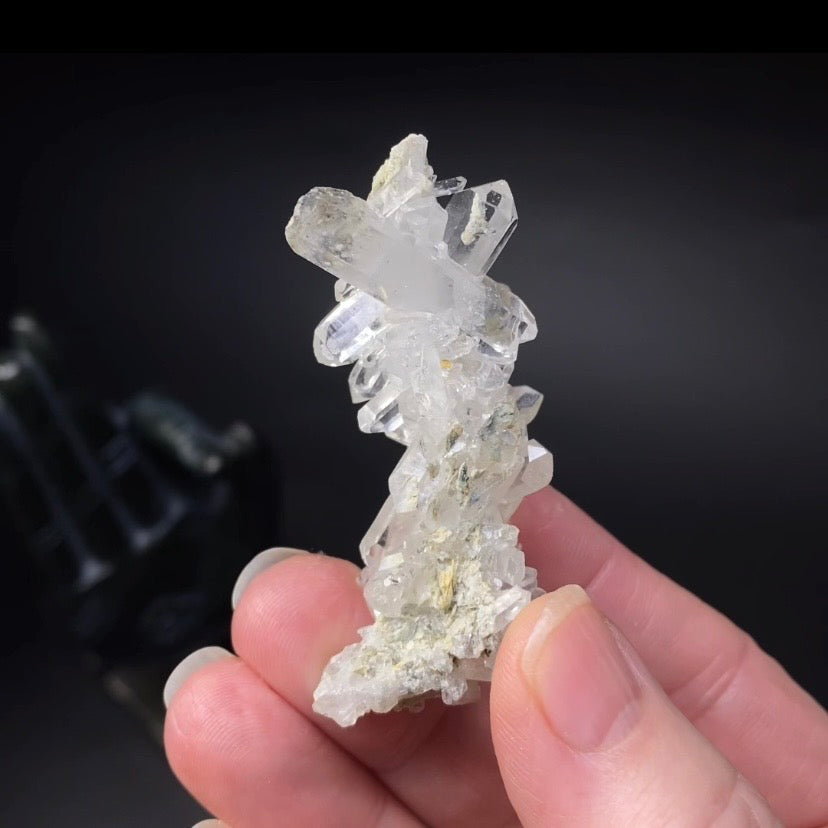 Clear and Chlorite Included Quartz Cluster