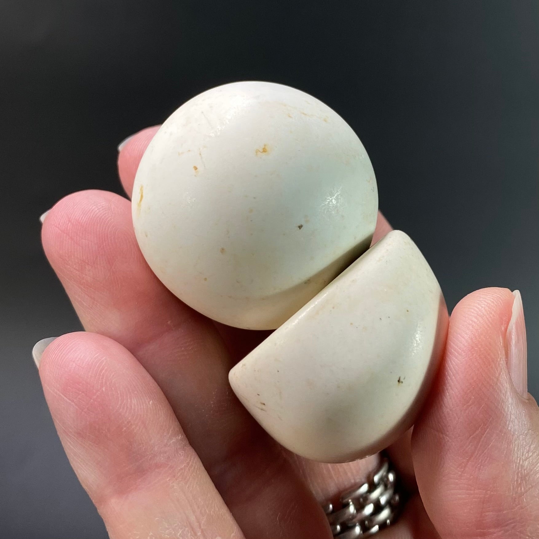 Pair of Vintage Alumina Ceramic Mining Balls aka Meditation Pearls