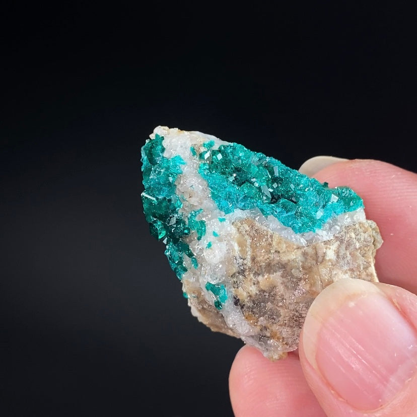 Dioptase Crystals on Quartz Rich Matrix from Kazakhstan
