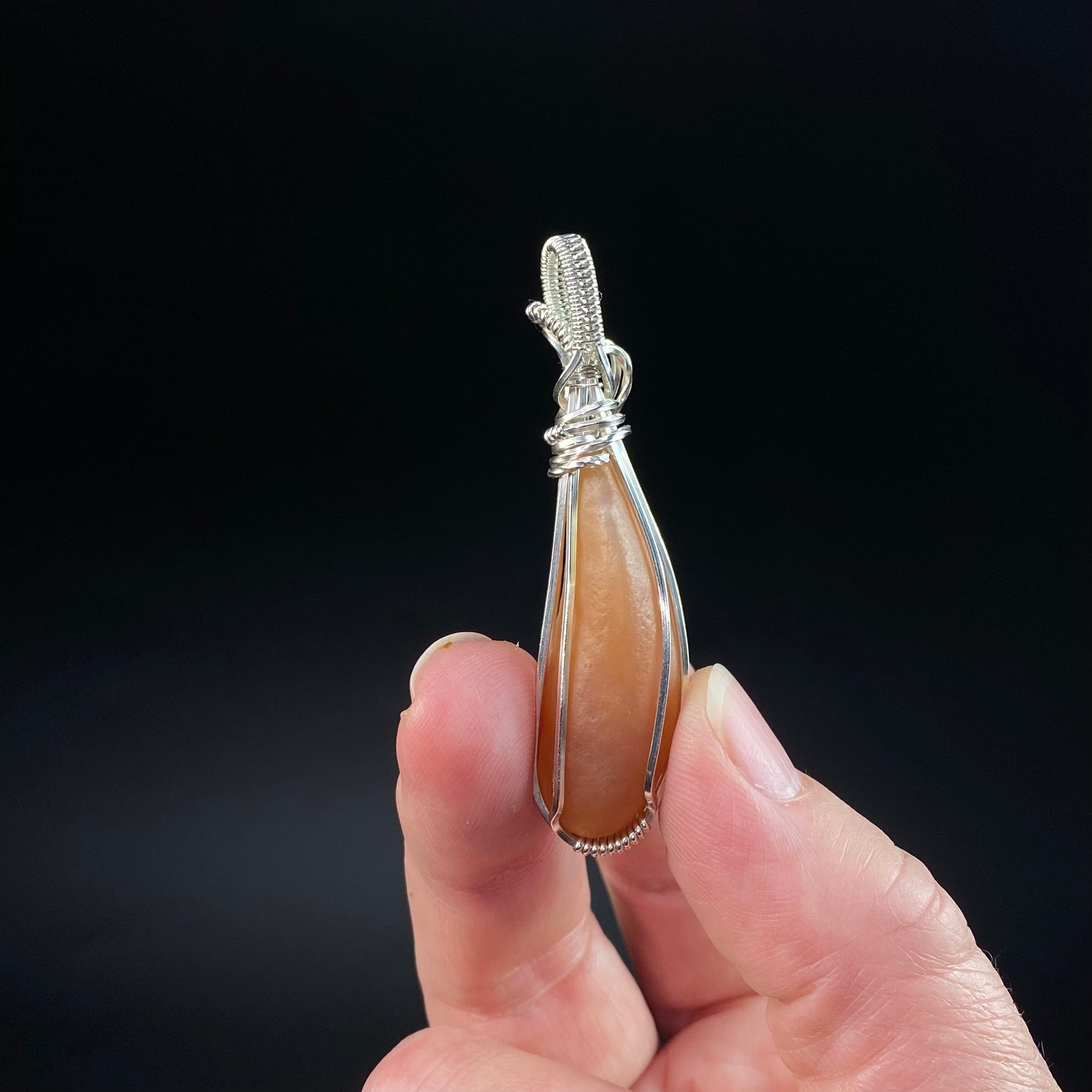 Gobi Desert Agate & Tarnish Resistant Argentium Silver Wire Wrapped Pendant