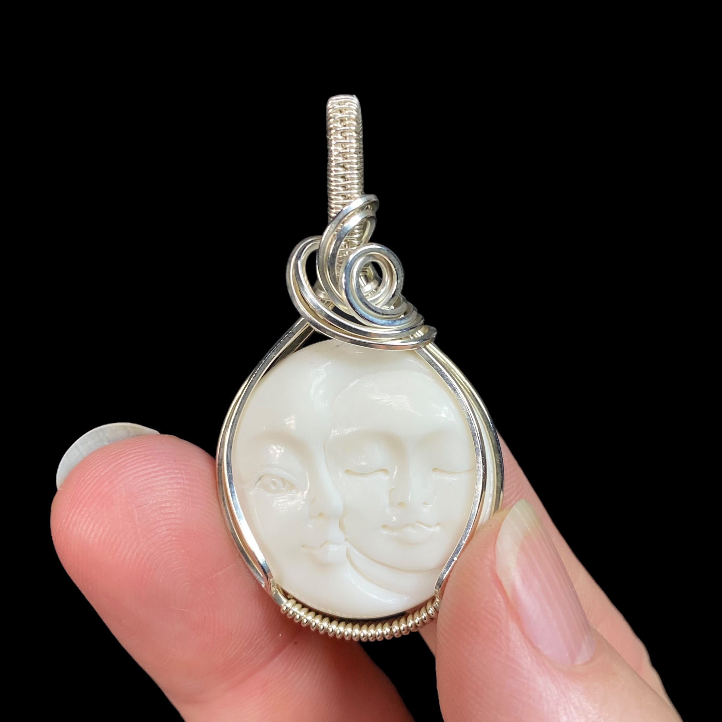 Crescent Moon Bone Face Pendants Crescent Moon Bone Face Pendants