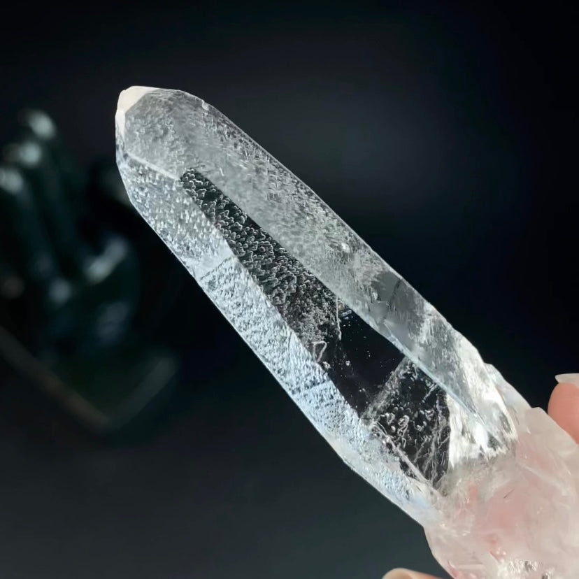 Water Clear Trigonal Habit Quartz Crystal with Starbrary Markings, Minas Gerais, Brazil