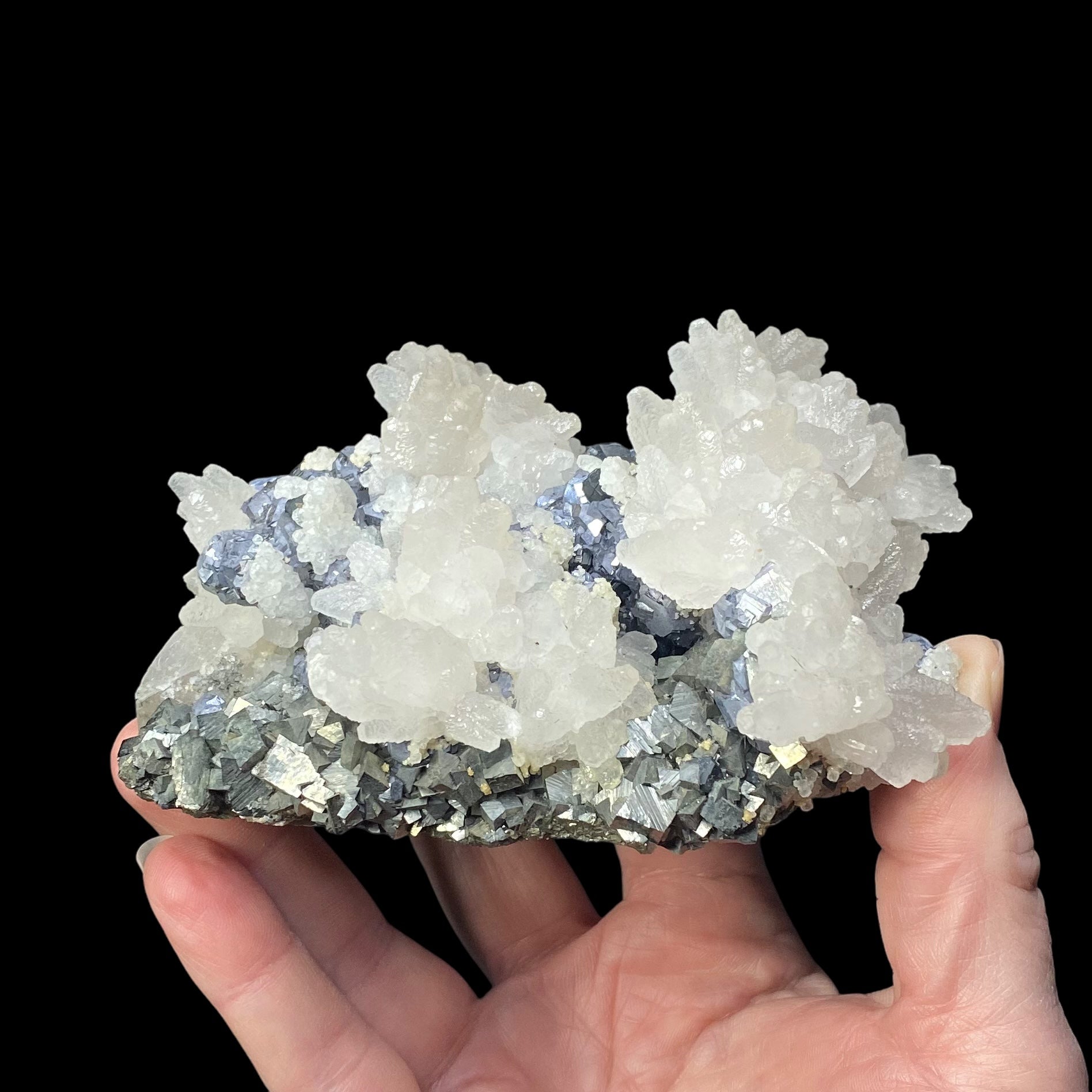 Galena, Fluorescent Calcite and Pyrite Cluster from Trepça Mine Complex, Kosovo