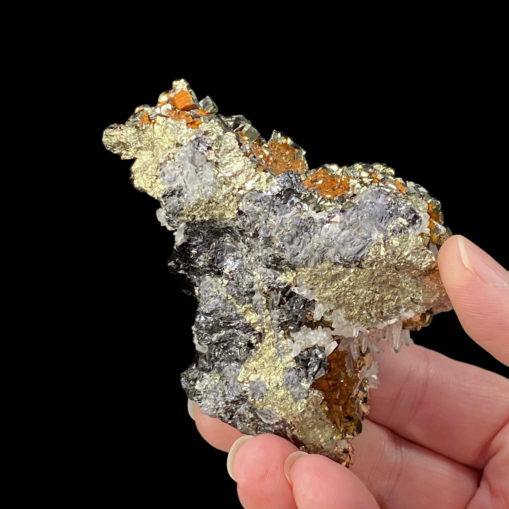 Pyrite After Pyrrhotite with Quartz, Bournonite & Calcite from Trepca Mine Complex, Kosovo