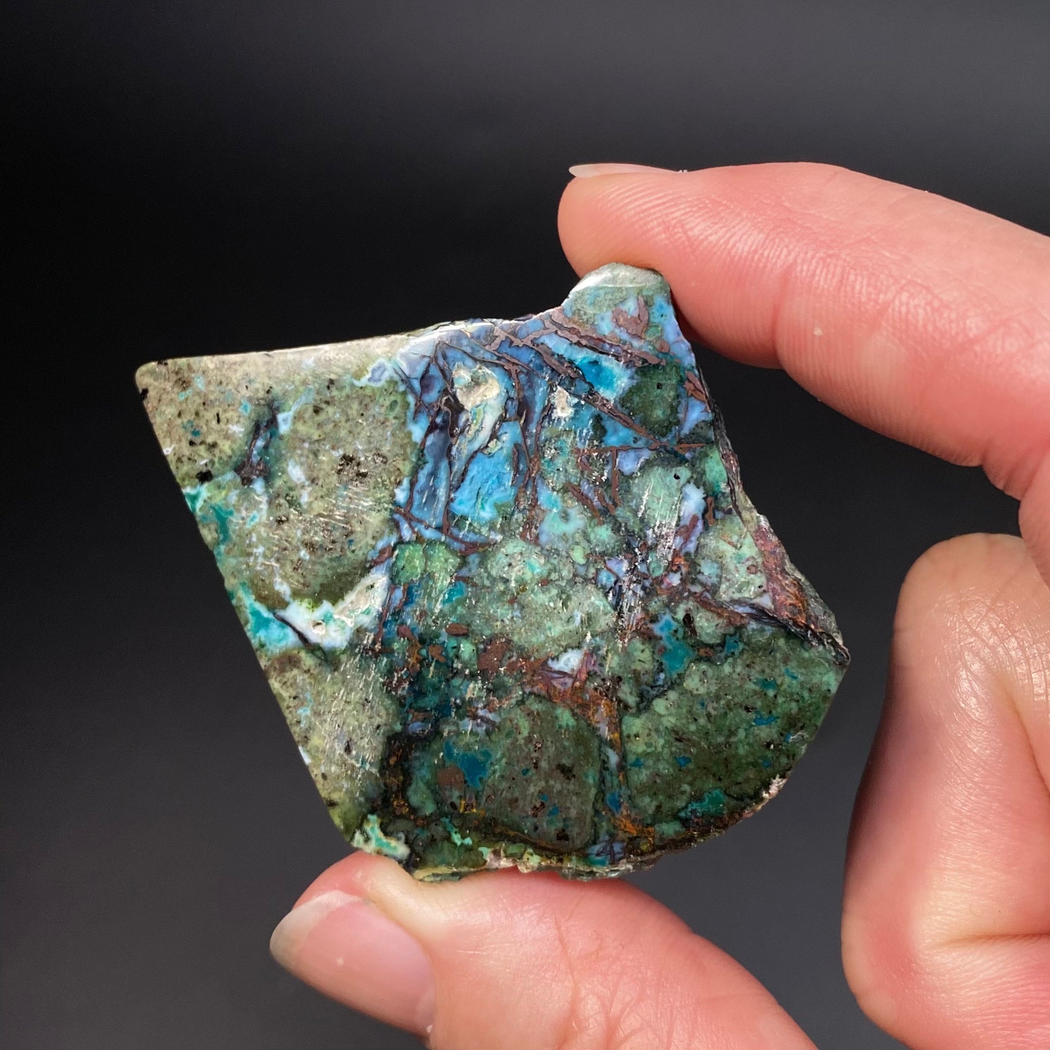 Chrysocolla & Copper Indonesian Copper Web with Matrix Polished Slab