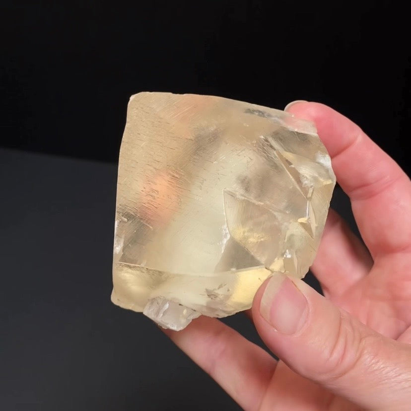 Translucent Golden Optical Calcite Crystal with Rainbows and Record Keepers - Natural Crystals