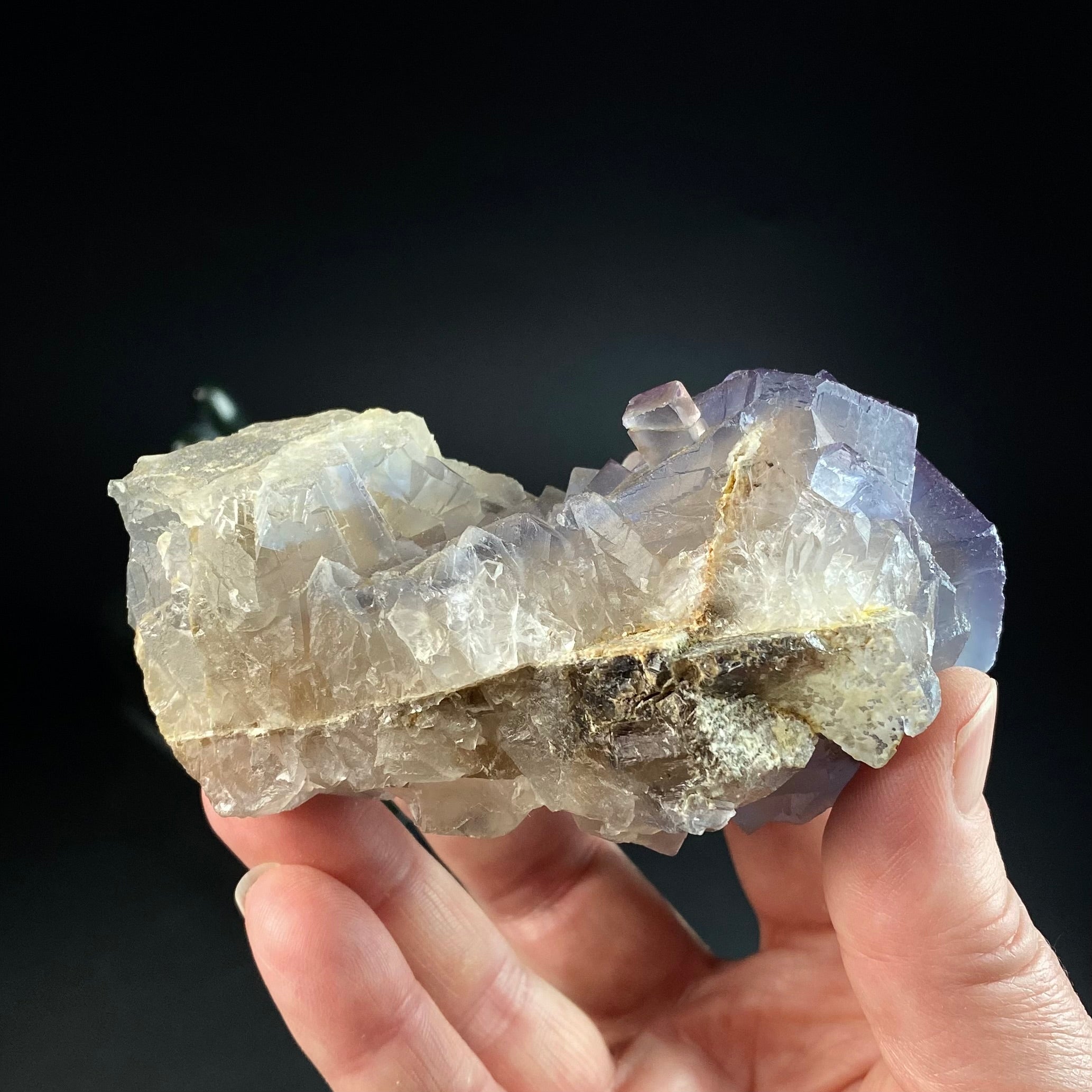 Cubic Purple and Gray Fluorite Crystal Cluster from Balochistan, Pakistan