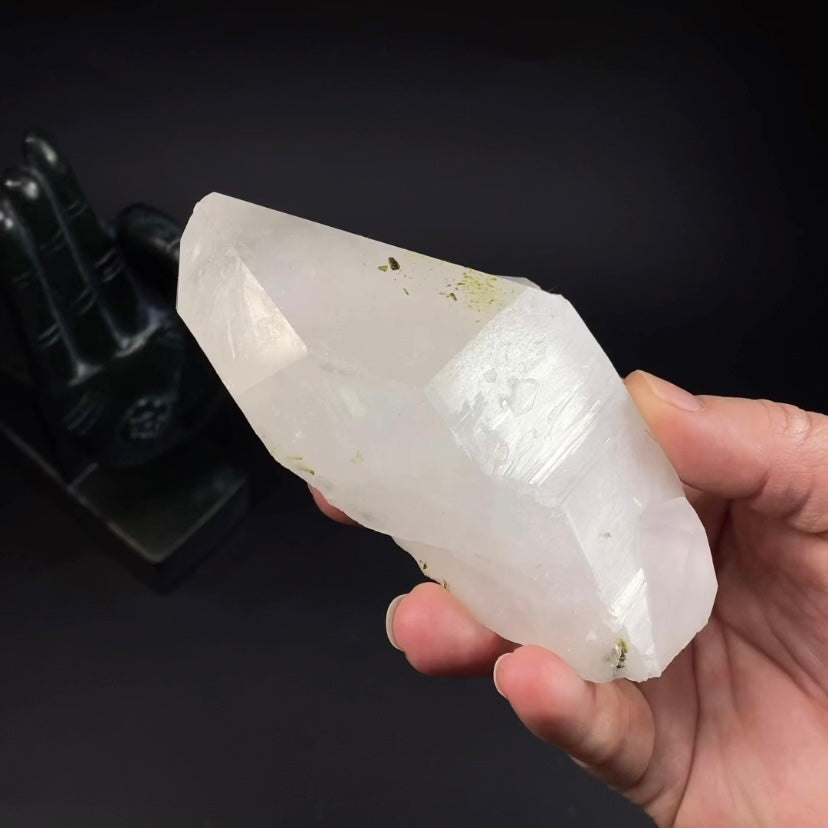 Quartz Crystal with Green Epidote Crystals
