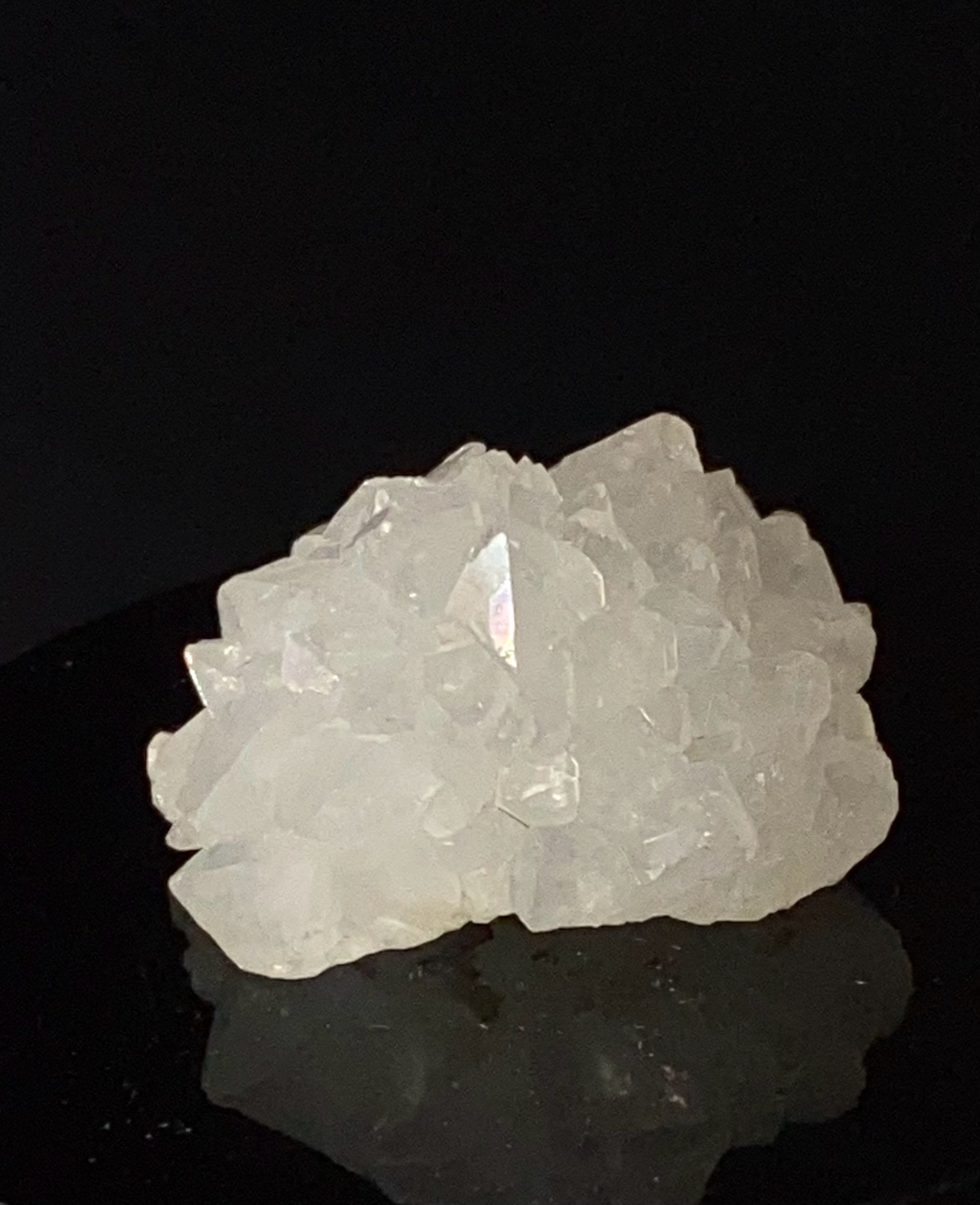 Clear Apophyllite Crystal Cluster with Rainbow Iridescence