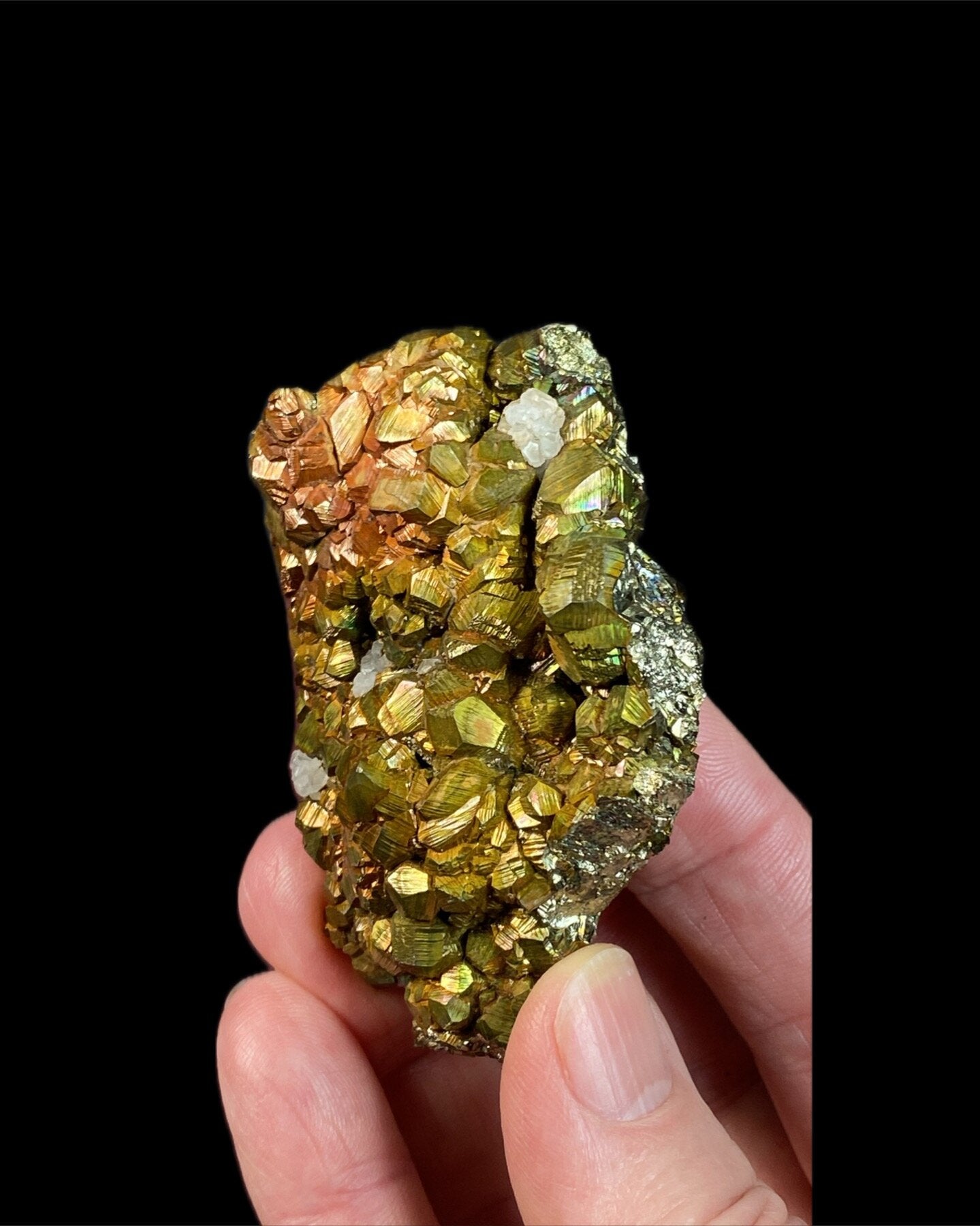 Iridescent Pyrite & Calcite Cluster from Trepca Mines, Kosovo